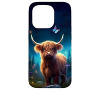 Enchanting Highland Cow with Butterfly Case for iPhone 15 Pro