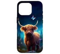 Enchanting Highland Cow with Butterfly Case for iPhone 16 Pro