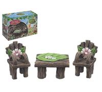 Enchanting Multicolor Secret Fairy Garden Bench & Chairs Set - (Pack of 3) - Artisan Crafted & Magical Outdoor Decor - Perfect for Fairy Lovers & Dreamy Gardens
