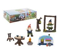 Enchanting Multicolor Secret Fairy Garden Gnome And Caravan Set - (8-Piece) - Unique & Whimsical Garden Display