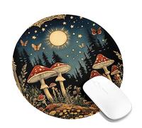 Enchanting Mushroom Forest Mouse Pad, Red Nature Fungi Design, Autumn Inspired Vintage Style, Perfect for Home and Office Use, Non-Slip Rubber Gaming Mousepad Round 8x8 Inch