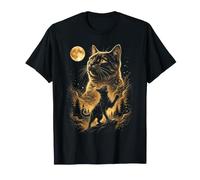 Enchanting Mystical Cat Silhouette Moonlight Imagery T-Shirt