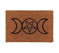 Enchanting Natural Triple Moon Coir Doormat - 2cm x W60cm (1 Pc.) - Mystical Design, Durable Material - Perfect for Halloween & Everyday Charm