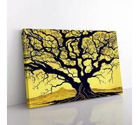 Enchanting Oak Tree Canvas Wall Art Print Ready to Hang, Framed Picture for Living Room Bedroom Home Office Décor, 50x35 cm (20x14 Inch)