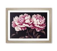 Enchanting Peony Flowers BLK Framed Print | A2 Oak Framed Wall Art | Ready to Hang | Modern Floral Picture | Living Room Bedroom Lounge Office
