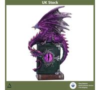 Enchanting Purple Dragon Figure on Books Fantasy Ornament 24cm Tall