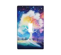Enchanting Rainbow Tree Light Switch Cover Plate, Colorful Art for Home Decor, Singular Design, Standard Size, Ideal for Living Room & Kids Room Single Toggle