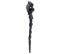 Enchanting Red-Eyed Dark Grey Raven Wand with Black Sphere - 24x3 centimeters - Unique Design - Perfect for Every Witch & Wizard's Collection