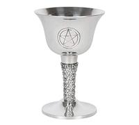 Enchanting Silver Metal Pentagram Chalice -13cm x 9cm (1 Pc.) - Mystical Design, High Quality Material - Great Home Decor Accent