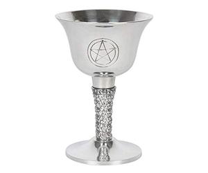 Enchanting Silver Metal Pentagram Chalice -13cm x 9cm (1 Pc.) - Mystical Design, High Quality Material - Great Home Decor Accent