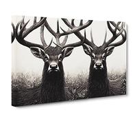Enchanting Stags Canvas Print | Gallery Wrapped 30mm Frame Wall Art | 30x20 inches | Ready to Hang | Contemporary Picture | Living Room Bedroom Lounge Office