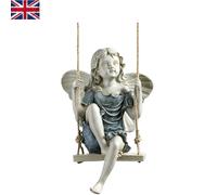 Enchanting Summertime Fairy on a Swing 29cm Outdoor Garden Statue, Multicolored