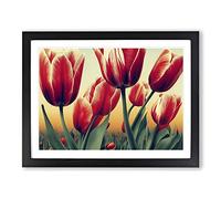 Enchanting Tulip Flowers H1022 Framed Print for Living Room Bedroom Home Office Décor, Wall Art Picture Ready to Hang, Black A4 Frame (34 x 25 cm)