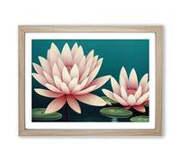 Enchanting Water Lily Flowers H1022 Framed Print for Living Room Bedroom Home Office Décor, Wall Art Picture Ready to Hang, Oak A3 Frame (46 x 34 cm)