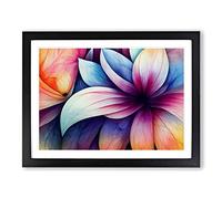 Enchanting Watercolour Flower Abstract Framed Wall Art Print A2 Black