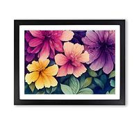 Enchanting Watercolour Flowers H1022 Framed Print for Living Room Bedroom Home Office Décor, Wall Art Picture Ready to Hang, Black A2 Frame (64 x 46 cm)