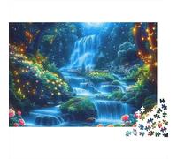 Enchanting Waterfall Forest 1000 Piece Jigsaw Puzzle Paper Puzzle Game for Adults Scenic Nature Relaxation Focus Home Decor Gift Family Activity 38x26cm/1000pcs