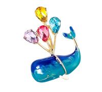 Enchanting Whale Shaped Brooch with Floating Balloon Detail Sparkling Rhinestones Accents Unisex Party Accessory Unisex Whale Jewelry