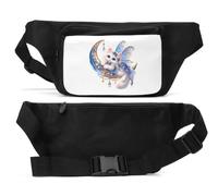 Enchanting White cat with Fairy Wings Unisex Waist Bag Black