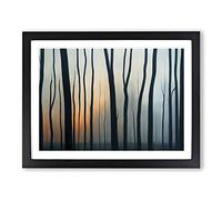 Enchanting Winter Forest Framed Wall Art Print A2 Black
