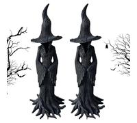 Enchanting Witch Statue, Halloween Hand-Painted Enchanting Witch Statue: The Guardian of Your Home, Resin Crafted Magician Mysterious Figurine, Halloween Retro Home Decorations(2Pcs,8in)