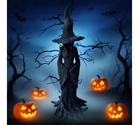 Enchanting Witch Statue Ornaments, Gothic Home Decor for Halloween, Perfect Standing Black Witch Statues Gift, Faceless Ghost Sculpture Gifts for Indoor Outdoor Party Decoration