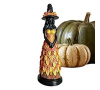 Enchanting Witch Statue With Seasonal Leaves Gown And Artistic Resin Design