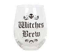 Enchanting Witches Brew Stemless Transparent Wine Glass - 12cm x 9cm (1 Pc.) - A Delightful Addition for Witchy Vibes Features Gothic Blackletter Text - Perfect for a Glass of Wine,