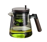 Enchantipot 750 ml - Magic with Heat Resistant Glass Insert | Tea Service with Button Separation - Automatic Tea Filter Press Opening, 14.5 cm High, Grey