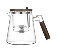 Enchantipot 750ml Magic Glass Teapot With Wooden Handle, Infuser, and Strainer - Water Separation Tea Pot for Witch Craft