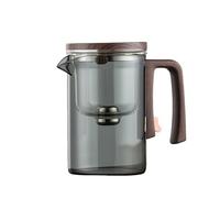 Enchantipot Glass Teapot with Infuser, Magic Water Separation Teapot, Wooden Handle, Heat Resistant Borosilicate Glass, with Strainer (520 ml, Grey)