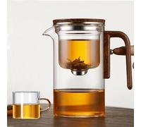 Enchantipot Magic Pot, Enchanti Tea Witchcraft Teapot, Magic Teapot, Enchanti Tea Pot, Glass Teapot with Strainer, Water Separation Glass Teapot with Wooden Handle (520ml)