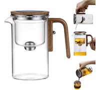 Enchantipot Magic Tea Pot - Water Separation Glass Teapot With Wooden Handle, Press Control for Loose Tea, Witchcraft Design (520ml White)