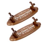EnchantZone Wood Wand Stand Display - Magic Wand Holders with Foil Stamped Quotes - for Wizard Collection & Decoration, 2-Pack, Brown