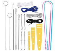 ENCHOL 18 Pcs Drawstring Threader Tool Set with Bodkin, Loop Turner Sewing Tool, Drawstring Cord, Elastic Threader for Pants Hoodies Sweatpants Jackets Shoes