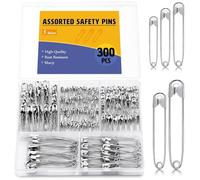 ENCHOL 300 Pcs Safety Pins, 5 Sizes Small Medium Large Safety Pins for Clothes, Safety Pin Heavy Duty for Arts, Crafts, DIY Jewellery and Sewing