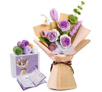 ENCHOL Crochet Kit for Beginners Adults, Beginner Crochet Kit, Purple Rose Bouquet Crochet Kit, Complete Crochet Kits for Starters with Step-by-Step Video Tutorials for Mother's Day DIY Craft
