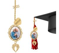 Enchvi Custom Memorial Photo Tassel Charm, Personalized Graduation 2025 Gifts for Gown Ceremony, Customize Picture Charm for Grads Cap Decorations