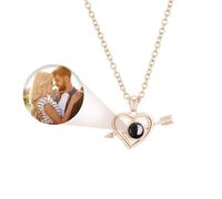 Enchvi Customized Heart Shape Pendant Necklace with Picture Inside, Personalized Photo Projection Necklaces for Women, Custom in Memory of Loved One Gifts, Birthday Mother's Day Gifts for Mom Wife