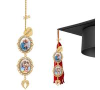 Enchvi Personalized 2025 Graduation Memorial Photo Charm, Gown Ceremony Gifts for Class of 2025, Customize Memory Mortarboard Decoration with Photo & Angel Wings
