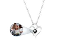 Enchvi Personalized Necklace with Picture Inside, Customized Picture Projection Necklaces for Women, Custom in Memory of Loved One Gifts, Birthday Mother‘s Day Gifts for Mom Wife Girlfriend