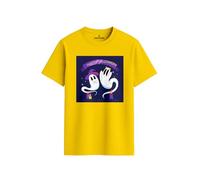 ENCIGER Halloween Ghost Duo Unisex T-Shirt | “Happy Halloween” Cute Graphic Cotton Tee for Men & Women | Regular Fit Spooky Party Top & Costume Gift Idea (Yellow, XL)