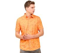 ENCIGER Men's Halloween Print Shirt Half Sleeve Casual Button Down - Spooky Skull & Pumpkin Design Party Shirt (MS1_Orange_XL)