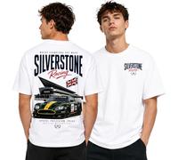 ENCIGER Men's Oversized Graphic T-Shirt, British Motorsport Vintage Racing Car Print, Heavyweight Cotton Drop Shoulder Tee, Classic Car Streetwear Casual Crew Neck Top Beige,L