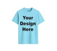 ENCIGER Personalized Round Neck T-Shirt with Custom Print - Add Photo, Text, Logo, or Company Name. Customized Half Sleeve Regular Fit Tee for Men & Women, Print Your Own Design Sky Blue, L