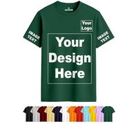 ENCIGER Personalized Round Neck T-Shirt with Custom Print - Add Photo, Text, Logo, or Company Name. Customized Half Sleeve Regular Fit Tee for Men & Women, Print Your Own Design Green, S