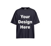 ENCIGER Personalized Round Neck T-Shirt with Photo Print, Text, Logo, or Company Name. Customized Half Sleeve Oversize Tee for Men & Women - Print Your Own Photo, Image, or Text Design Navy,L