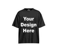 ENCIGER Personalized Round Neck T-Shirt with Photo Print, Text, Logo, or Company Name. Customized Half Sleeve Oversize Tee for Men & Women - Print Your Own Photo, Image, or Text Design Black,M
