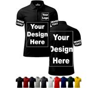 ENCIGER Personalized Round Neck T-Shirt with Photo Print, Text, Logo, or Company Name. Customized Half Sleeve Polo Tee for Men & Women - Print Your Own Photo, Image, or Text Design Black,M