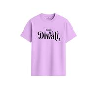 ENCIGER Regular Fit Happy Diwali Printed T-Shirt for Men | Festive Crackers and Diyas Design | Indian Festival of Lights Celebration Outfit for Family Gatherings Pink, S